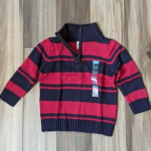 NWT The Children's Place Boys Knit Pullover Sweater Red Striped Cardigan…